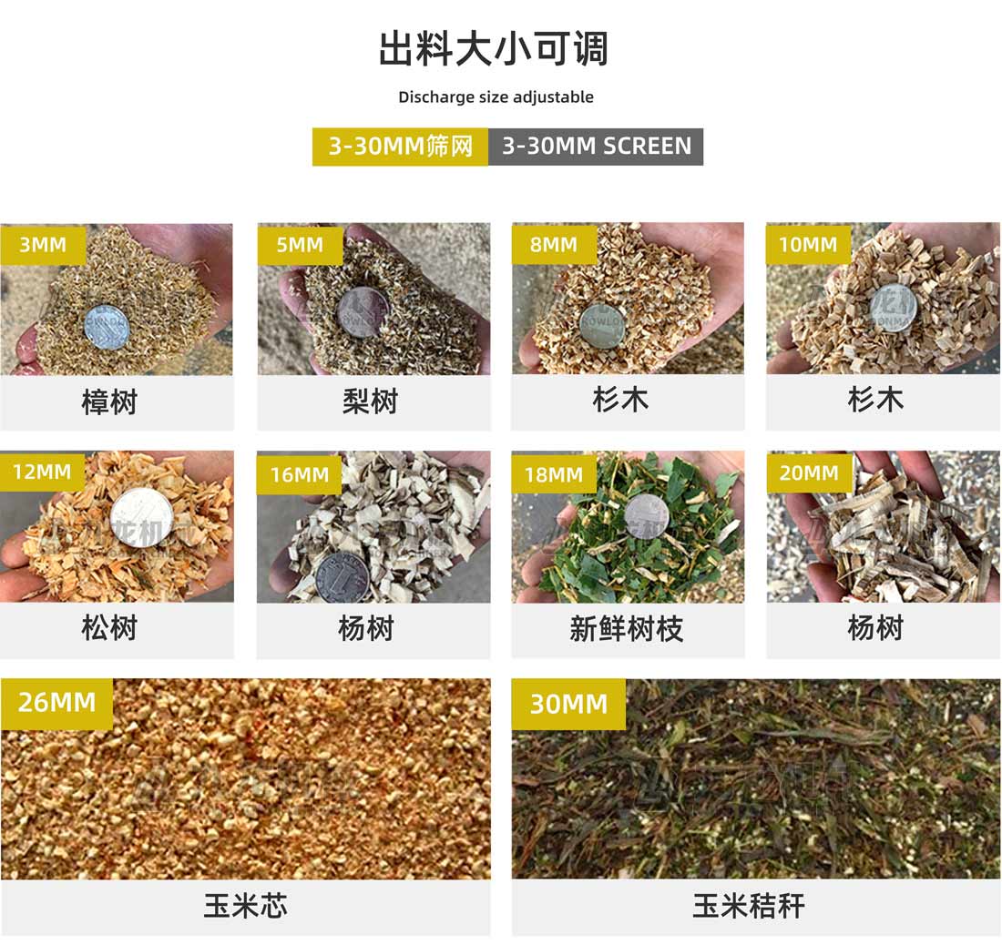 木材粉碎機出料大小可調